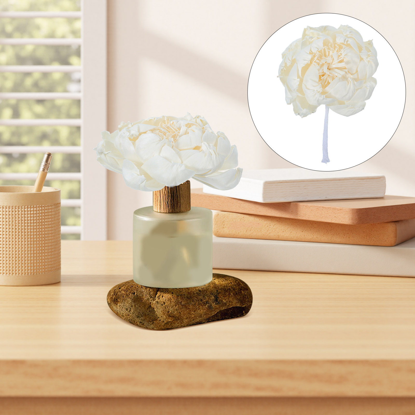 Home Fragrance Oils For Diffusers - Pfingstrosenkopf-Duftdiffusor 12 cm, künstliche Pfingstrosenblüten, duftender