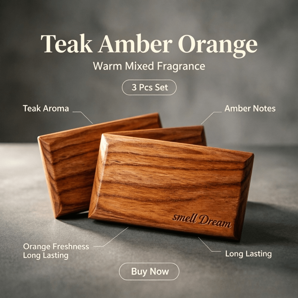 Home Fragrance Verbena - Auto-Lufterfrischer Teak Amber Orange Holzduft Block